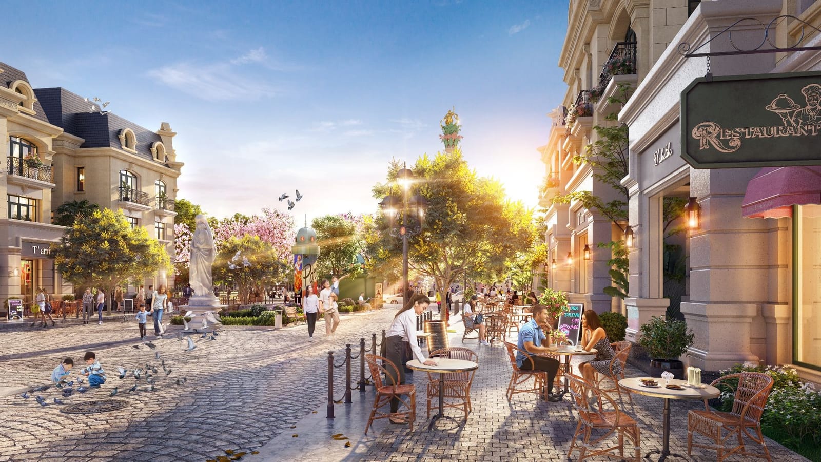 Phố hàng quán Kinh đô Ánh sáng tại Vinhomes Ocean Park 2 (phối cảnh) (ảnh: Vinhomes)